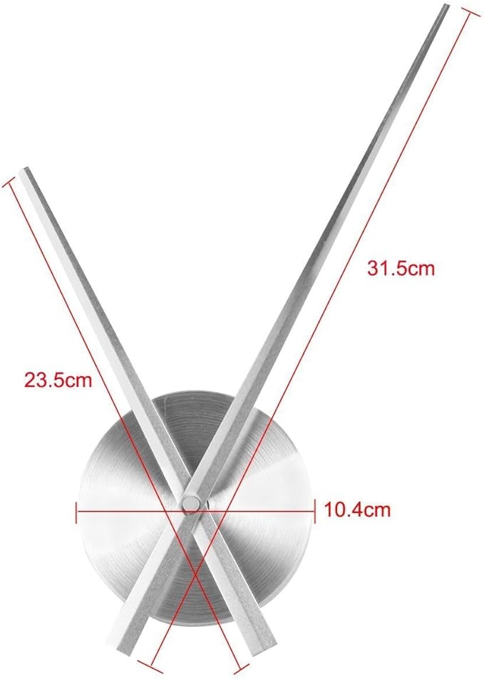 Timelike 3D Clock Hands, DIY Large Clock Hands Needles Wall Clocks 3D Home Art Decor Quartz Clock Mechanism Accessories (Silver)