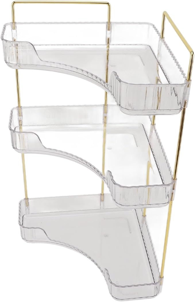 Fabater Corner Makeup Bathroom Organizer Modern Easy Access Makeup Organizer Rack for Bedroom (Transparent)