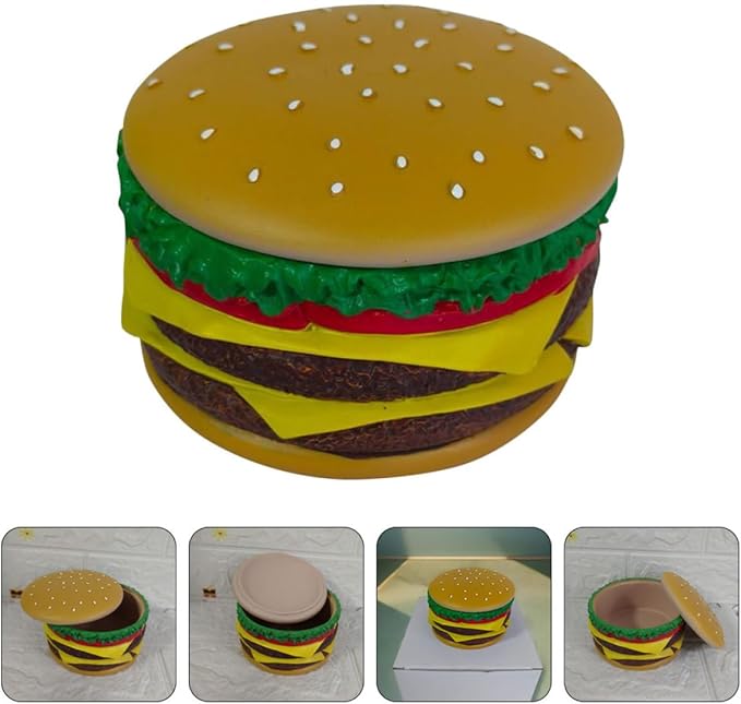 MAGICLULU Resin Hamburger Jewelry Box Small Storage Container Trinket Organizer with Lid for Bracelets and Makeup Accessories Home Vanity Organizer
