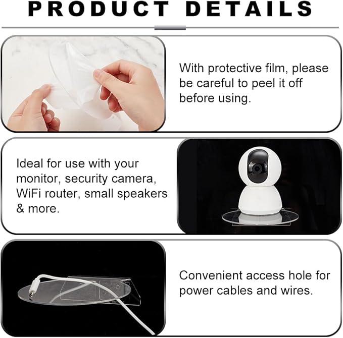 AHANDMAKER 4Pcs Acrylic Floating Shelves, 5" Clear Small Acrylic Wall Shelves, Mini Collectibles Organizers, with Adhesive and Screw, Universal Shelves for Security Cameras, Speakers, Makeup, Figures