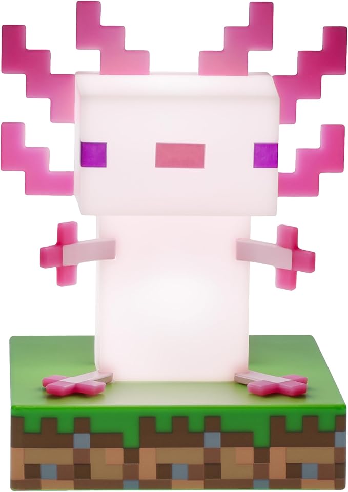 Minecraft Officially Licensed Axolotl Free Standing Desk Light, Gaming Room Decor and Merchandise for Boys and Girls, Nightlight Gift Accessory for Playroom and Bedroom | Paladone