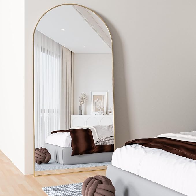 Arched Floor Mirror 76"x34" Gold Arch Full Length Mirror with Stand Large Wall Mirrors Full Body Mirror Standing Hanging or Leaning Against Wall for Bedroom Entry, Bedroom, Living Room