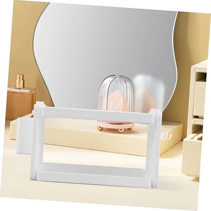 Amosfun Double Layer Makeup Organizer Compact Cosmetics Storage Rack for Bathroom Home with Bucket Hooks Design for Easy Access and Organization