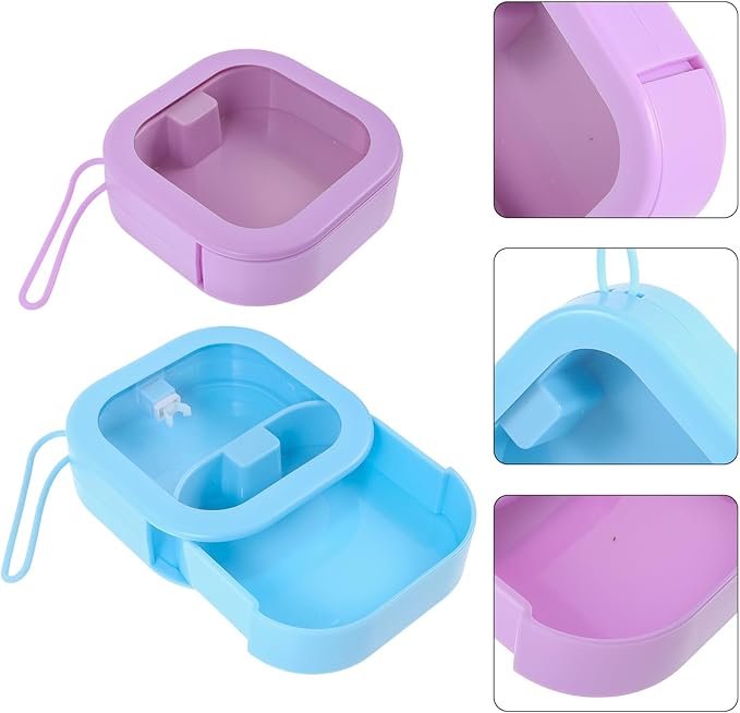 SUPVOX 2pcs Portable Jewelry Box and Makeup Organizer Small Travel Jewelry Storage Case with Lid for Desktop Multifunctional Holder in Blue and Purple