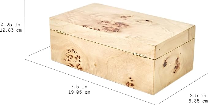 Burl Wood Tabletop Storage Box, 7.5x4.25 Inches, Keepsake Box, Decorative Box, Basket with Lid, Storage Basket with Lid, Compact Size