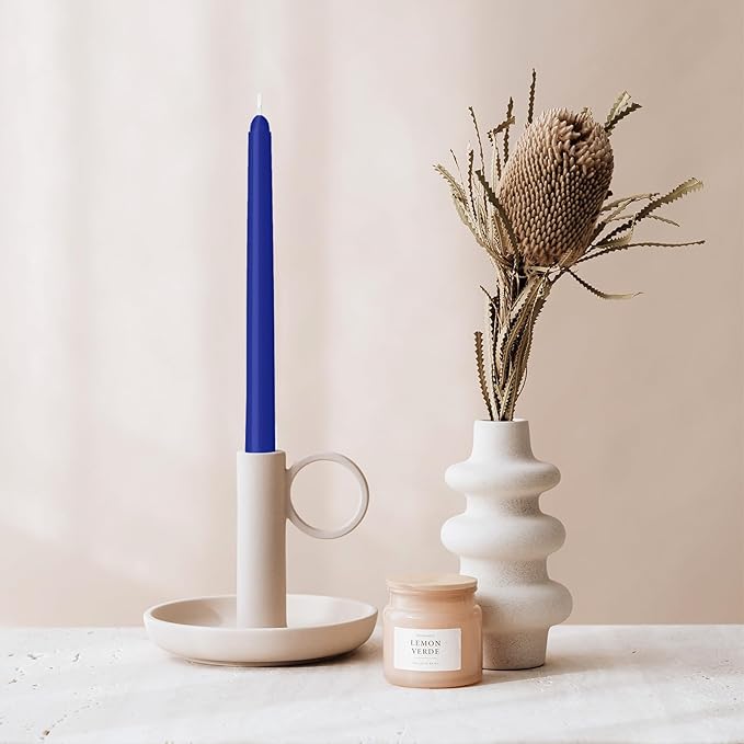 LYOBATH 4 Pack Blue Taper Candles - Taper Candles 10 Inch Dripless, Smokeless & Unscented - 8 Hours Long Burning - Ideal for Weddings, Dinner Parties, and Home Decor
