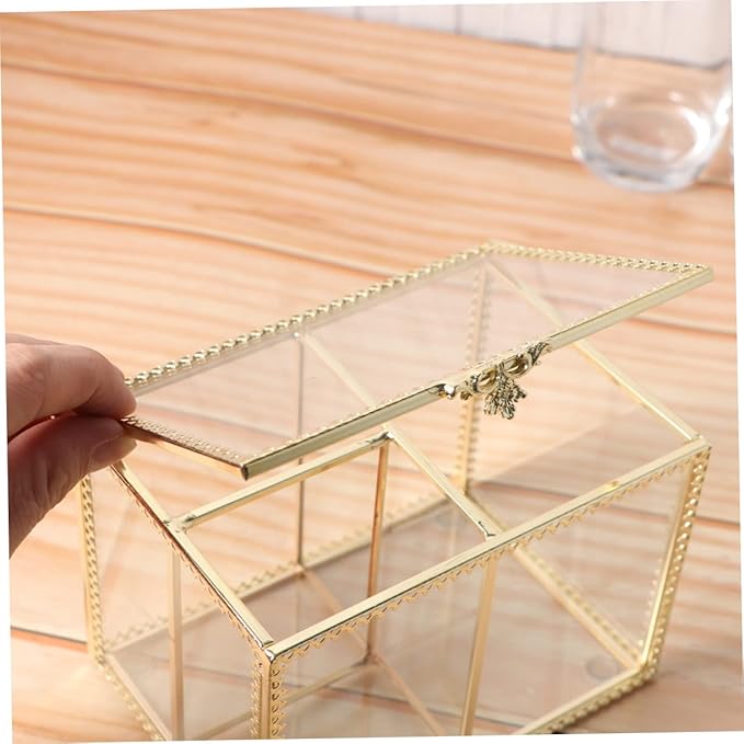 CALLARON Glass Cosmetic Storage Box Makeup Organizer Drawers Desktop Makeup Storage Case