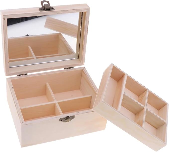 Earring Jewellery Box Mirrored Makeup Organizer Plain Wooden Storage Box Wood Jewelry Case Display Necklace Jewellery Box