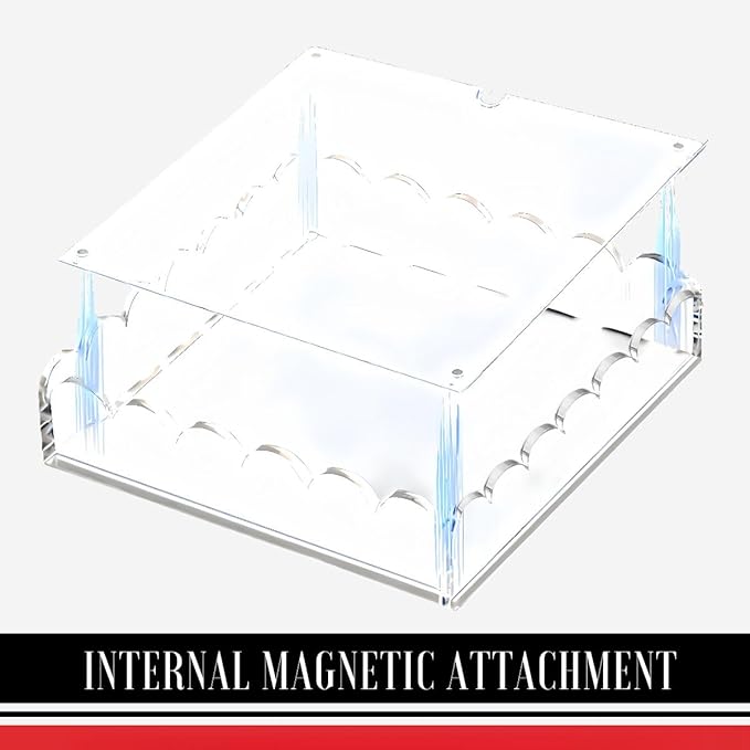 Scalloped Acrylic Tray with Magnetic Mat - 8x8in Clear Display & Organizer Tray, Art & Notes | Non-Slip Base | Elegant Décor & Organizer for Jewelry/Cosmetics，Modern Desk Décor Gift
