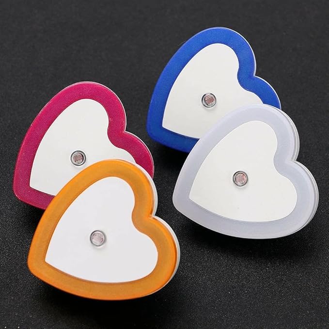 Heart Shaped LED Night Light, 0.5W Plug-in Auto Sensor Control, Wall Light for Bedroom Hallway, Night Lights Heart Decor for Valentine's Day Gifts, Wedding, Party, Room Decor (Red)