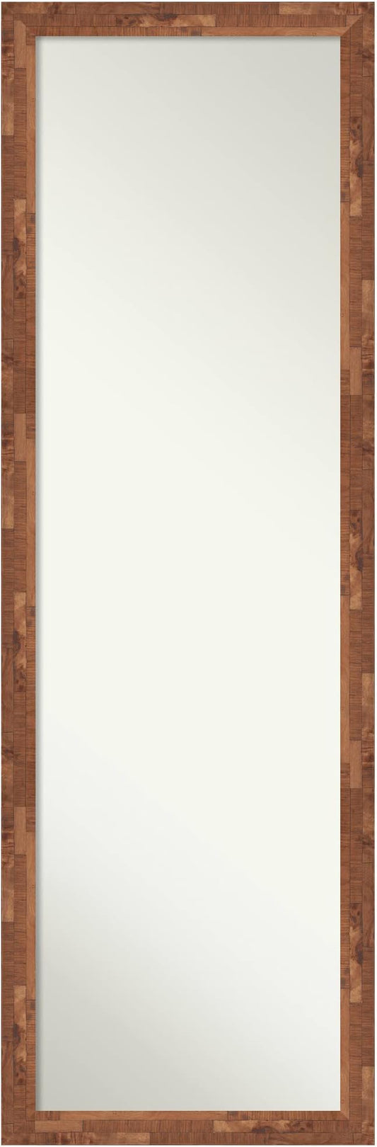 Amanti Art Brown Full Length Mirror for Door, 51x17 Fresco Light Pecan Tall Wall Mirror Full Length, Mounted to Door or Closet Wall with no Visible Brackets, Country Rustic Wood Frame, Bedroom Decor