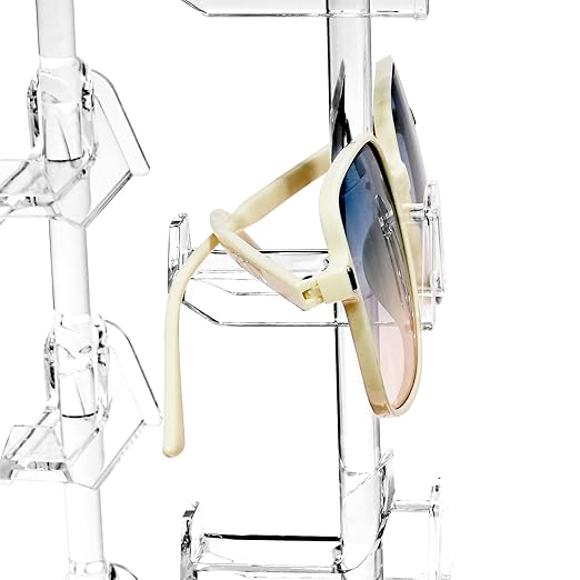 MOOCA Premium Acrylic Rotating Sunglasses, Eyewear Holder Display, Eyewear Collection, Sunglasses Holder, Eyeglass Case, High Capacity Eyewear Organizer, 20 Pairs