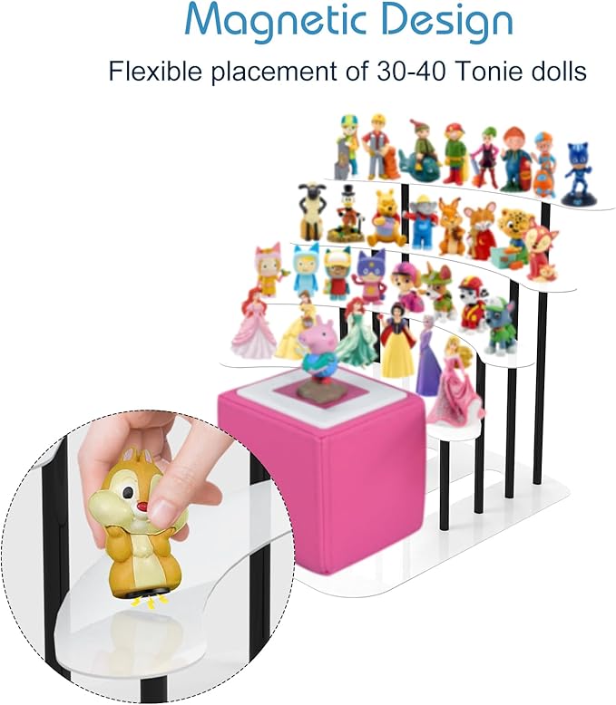 Metal Bracket for Toniebox,Desk Stand for Tonies Figures 20-30pcs Storage,Metal Display Stage for Toniebox Player,Children's Room Decorations and Gifts (White)