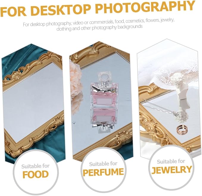 BESPORTBLE Vanity Mirror Tray for Dresser Tops Perfume Organizer Tray Decorative Makeup for Bedroom Countertop Display