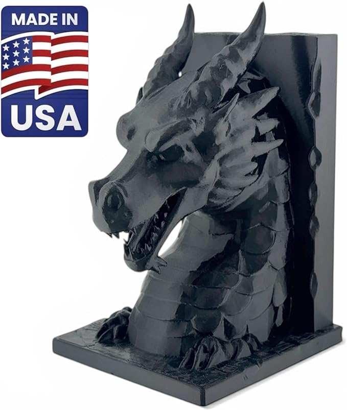 Dragon Bookends Set of 2 - Light Weight - Fantasy Dragon Book Ends for Shelves, Gothic Dragon Bookshelf Decor, Decorative Bookends for Home Office, Book Organizer for Fantasy Lovers