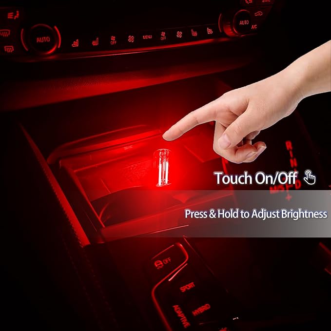 4 Pack USB Ambient Light Set,Mini Vintage Glass USB Night Lights with Touch Control & Dimmable, Plug in Car Interior Atmosphere Lamp for Bedroom,Laptop,Portable Mood Lighting(Red Blue Purple Pink)