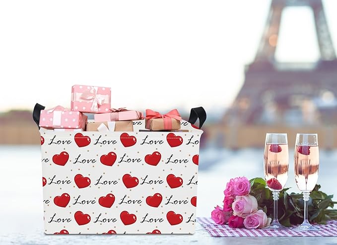 NTAOHAMPER Mothers Day Gifts Love Heart Fabric Storage Basket Empty with Handles, Books Box, Baby Shower Baptism Lovely Storage24L(Heart)