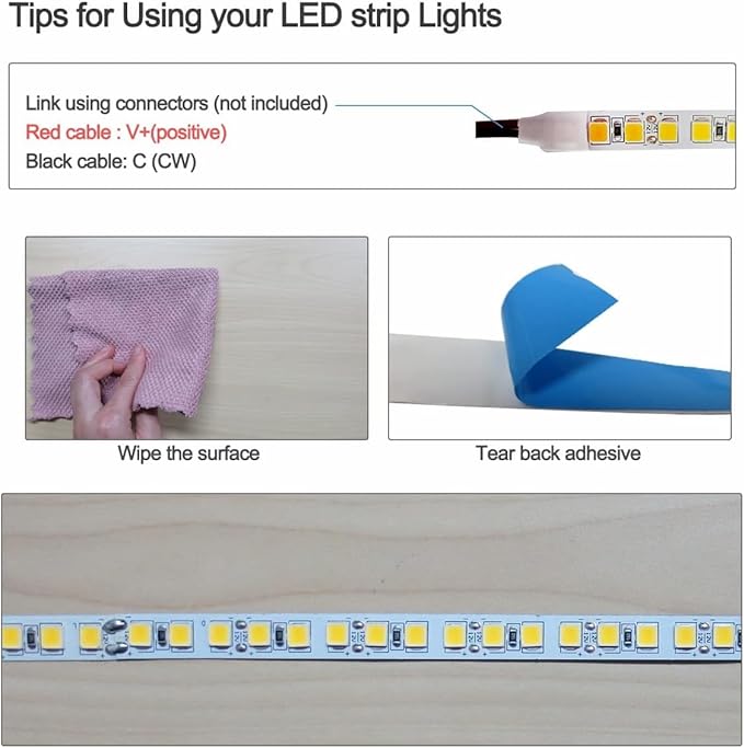 12V LED Strip Lights, 16.4ft Warm White 3000K Light Strips SMD 5054 IP20 120 LEDs/M, Total 600 LEDs Super Bright Rope Light Strip for Home, Shelf, Kitchen Decoration