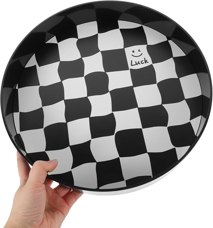GALPADA Black and White Chessboard Pattern Jewelry Tray Large Decorative Storage Organizer Tray for Perfume Makeup Vanity Bathroom Counter Home Décor