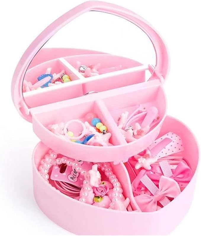 Jewelry Box,Earring Organizer Box Romantic Jewelry Box Earrings Display Box Hair Clip Storage Box Jewelry Organizer Box with Heart Make Makeup Organizer Box