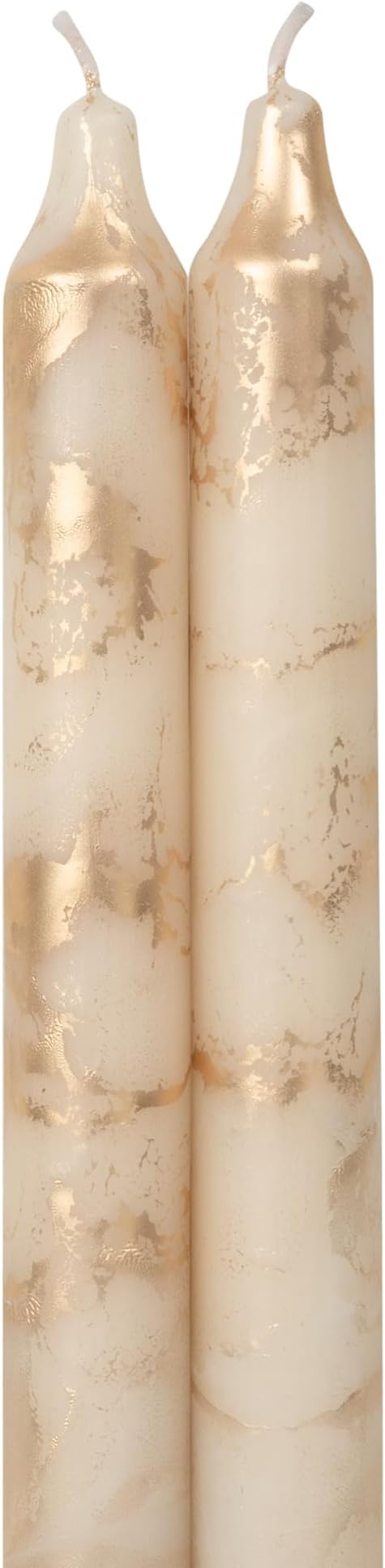 Northern Lights Candles Premium Tapers - 12" 2pk - Cream with Gold - 73308