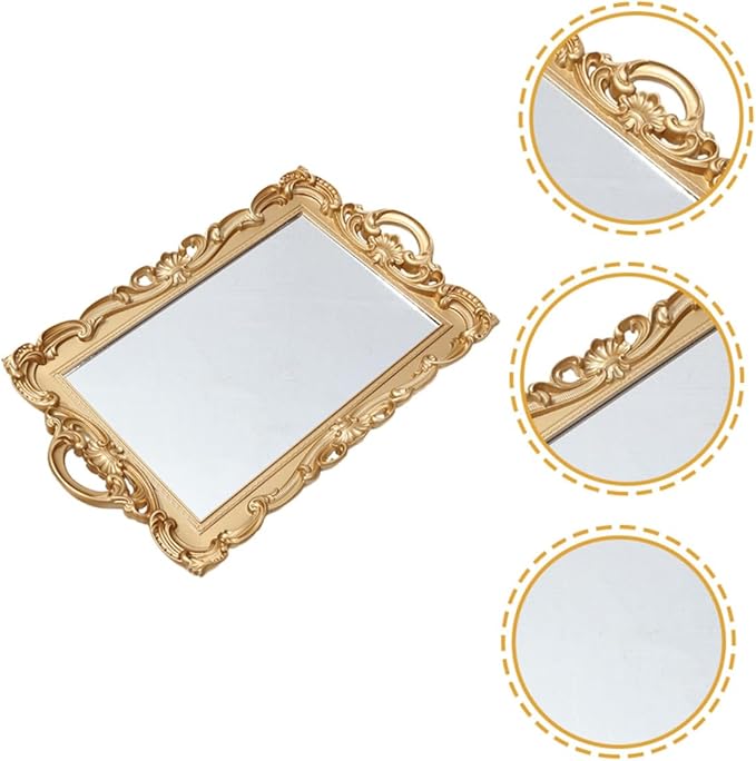 Homoyoyo Mirror Tray for Perfume and Makeup Organizer Decorative Vanity Tray with Mirror Plate for Bedroom and Dresser Décor