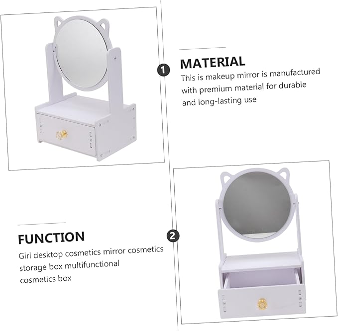 CALLARON Large Desktop Cosmetic Mirror with Drawer Storage Box Portable Makeup Mirror for Girls for Vanity and Travel Dimmable Touch Screen Stylish Makeup Organizer
