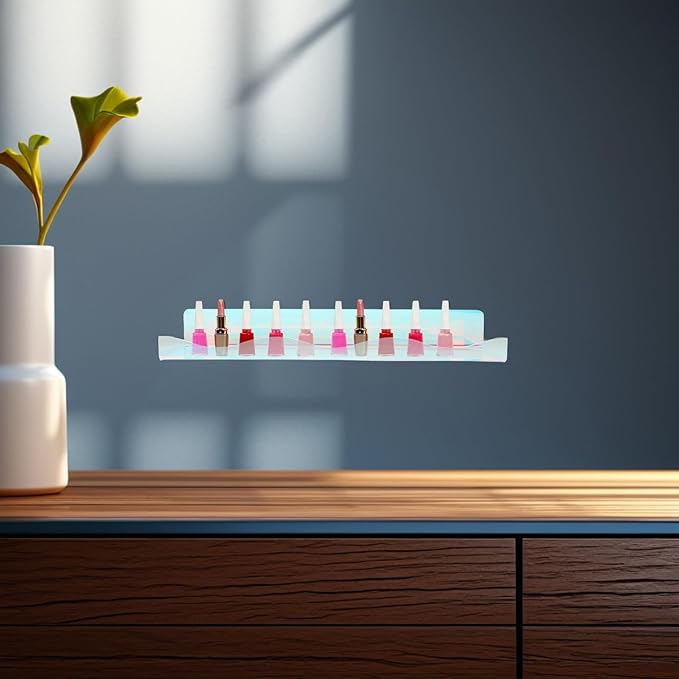 Ipetboom Colorful Iridescent Acrylic Wall Shelf for Perfume and Nail Polish Storage, Floating Makeup Organizer Rack for Bedroom and Bathroom Display