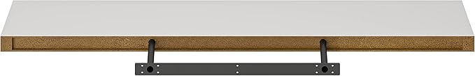 Ballucci Floating Shelf, 48" Wood Wall Shelf with Invisible Brackets for Bathroom, Living Room, Bedroom, Kitchen, Nursery, 8" Deep, White