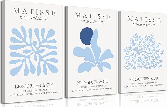 3Pcs Blue Coastal Canvas Wall Art Coastal Granddaughter Aesthetic Wall Decor Pictures Abstract Minimalist Posters Prints for Bedroom Living Room Gallery Home Decoration 16x24in