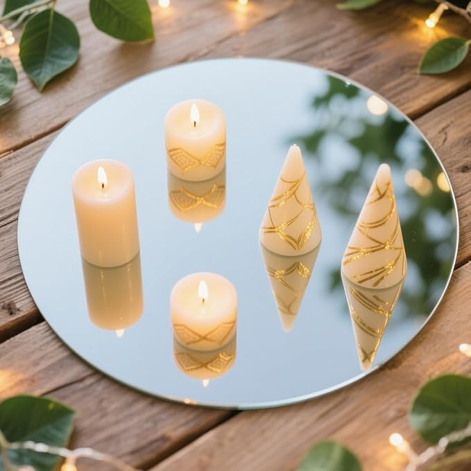 18 Pack Round Mirrors for Centerpieces, Circle Mirror Centerpieces for Tables, Tray Candle Plates Acrylic Mirrors for Table Wedding Birthday Christmas Miroor Home Wall Decor (12inch)