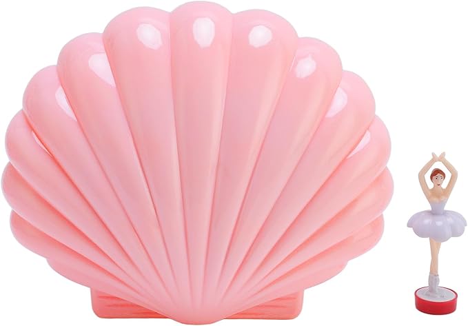 Ballet Jewelry Box with Music Dancing Ballerina Jewelry Organizer with Makeup Mirror for Girls Kids Birthday Retro Design (Pink)