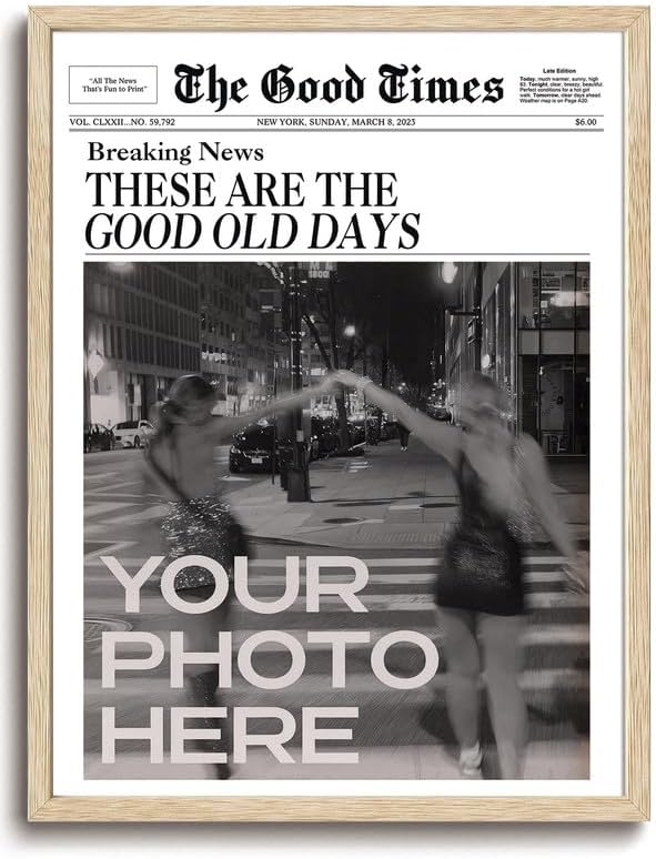 Bwodke OAK Wood Framed Wall Art Women Search for Where Men Get the Audacity Canvas Art Vintage Newspaper Pictures Wall Decor Trendy Prints Retro Artwork for Girly Dorm Bedroom 16"x20"