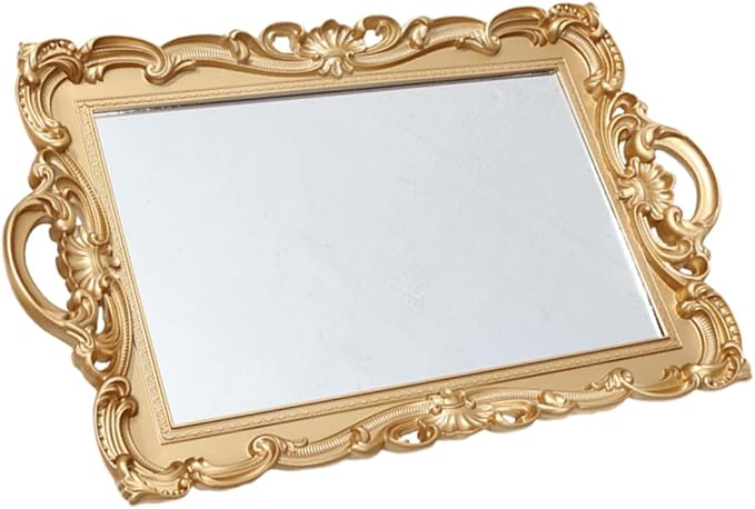 Yardwe Decorative Makeup Tray and Perfume Organizer with Mirror Plate Acrylic Vanity Tray for Bathroom and Dressing Table for Cosmetic Storage and Display