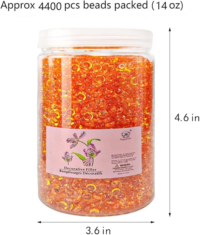 HappyFiller 4400 Pcs Orange Acrylic Mini Discs 0.28 Inch,Home Kitchen Room Decorative Vase Fillers,Fishbowl,Flat Slime Beads,Sensory Bin Table,Centerpieces,Candle Holder,Party Confetti
