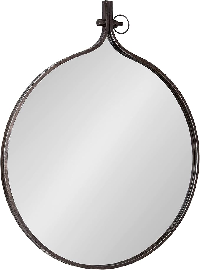 Kate and Laurel Yitro Round Wall Mirror; 30 x 37; Bronze; Decorative Versatile Rustic Wall Decor