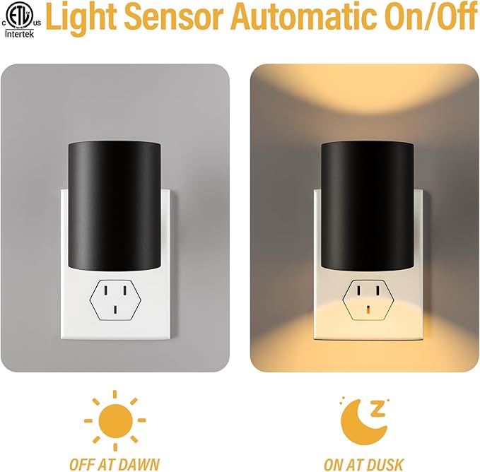 Night Lights Plug into Wall: ETL Night Light Plug in - LED Dimmable Night Light Dusk to Dawn Light Sensor, Soft Warm 2700K, Adjustable Brightness, Wall Lights for Bedroom, Hallway, Stairs - 6 Pack
