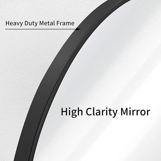 Growsun 39 inch Black Round Mirror, Large Wall Mounted Circle Mirror Metal Frame for Bathroom, Entry, Dining Room, & Living Room