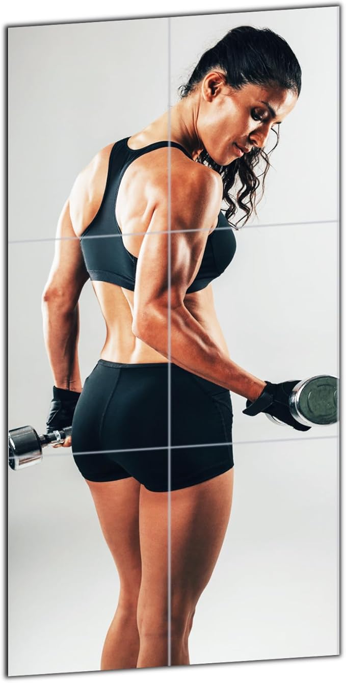 Mirrors Tiles 6 PCS 17.9" L x 12" W Gym Mirrors Wall Mounted Mirror Bendable Acrylic Frameless Full Length Mirror Tiles for Home Gym Bedroom Door & Bathroom