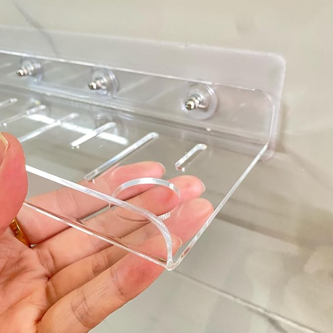 Acrylic Bathroom Shelves, 2 Pack, 12 inch, Adhesive Shower Shelves, Clear Wall Shelf, Rental Friendly,No Drill, Shower Caddy for Perfume, Cosmetics, Skincare
