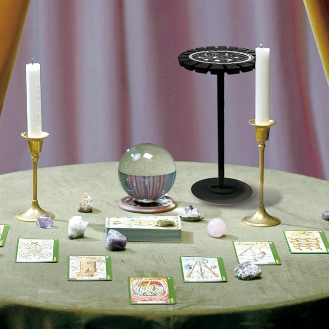 INFUNLY Pendulum Display Stand Moon Phase Crystal Display Shelf Holder Black 4.7x11 Divination Pendulum Storage Rack with 18 Slots for Crystal Stone Pendulum Necklaces Rack Witch Altar Decor