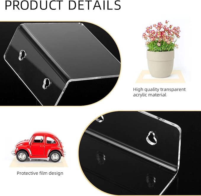 Acrylic Wall Shelves for Storage,Floating Shelf,Acrylic Display Shelves,Ledges for Pop Figures,Plant,Picture Photo for Bedroom Decor Living Room