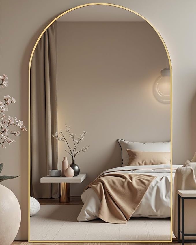 DMWOODFL 71"x30" Extra Large Full Length Mirror - Freestanding Floor Mirror with Anti-Tip Base, Shatterproof Glass for Bedroom, Living Room, Entryway (Gold)