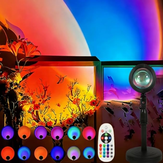 Sunset Lamp Projector with APP & Remote Control, Rotation Multiple Colors Changing LED Lamp Night Light, Sunset Light for Bedroom Decor/Party/Tiktok Live/Room Decor