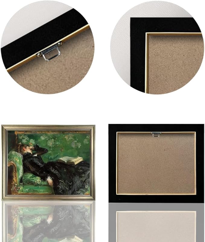 Framed Vintage Wall Art Woman Reading Canvas Print Poster Moody Oil Painting Living Room Bedroom Decor Home Artwork