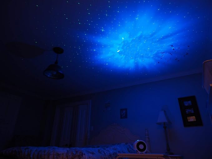 Starry Star Projector, Galaxy Night Light, Star Light Projector for Bedroom Decoration, Party Ambiance Enhance with Unique Cross Star and Cloud