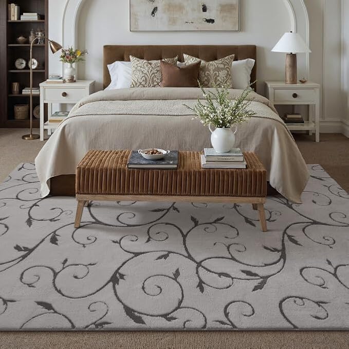 PureCozy Gray Washable Area Rug 5x7 Soft Shag Rugs for Living Room Modern Boho High Pile Non-Shedding Throw Rugs Non Slip Indoor Office Carpet for Playroom Bedroom Home Aesthetic Decor