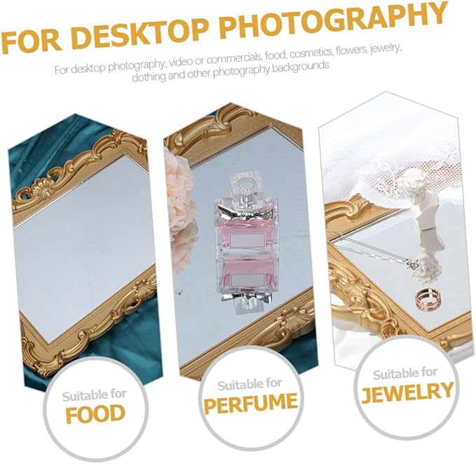 Yardwe Decorative Makeup Tray and Perfume Organizer with Mirror Plate Acrylic Vanity Tray for Bathroom and Dressing Table for Cosmetic Storage and Display
