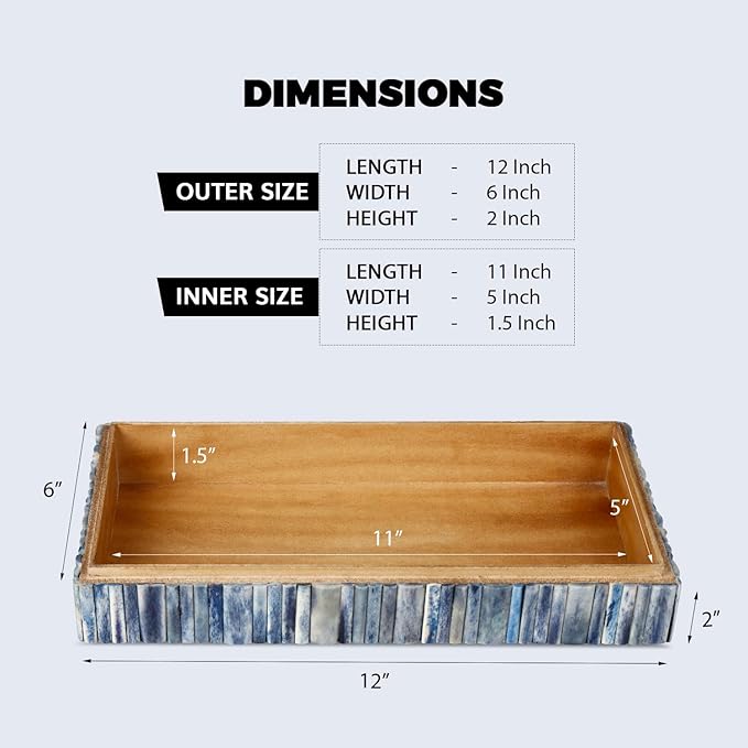 Handicrafts Home Large Decorative Storage Box 12x6– Coffee Table Organizer Box, Modern Home Décor Accent, Keepsake Memory Box, Jewelry Storage Box, Boho Decorative Box with Lid for Shelf, Mantle Decor