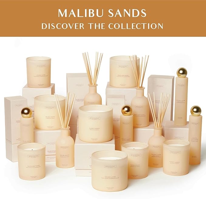 Eucalyptus, Fig & Sandalwood – Benevolence LA Scented Candle for Home | 8oz, 45-Hour Burn | Natural Soy Wax, Cotton Wick | Malibu Sands Collection, Gift for Women & Men
